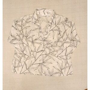 Cynthia Rowley Shirt Womens‎ Medium White Leaf 100% Linen Blouse Button Front